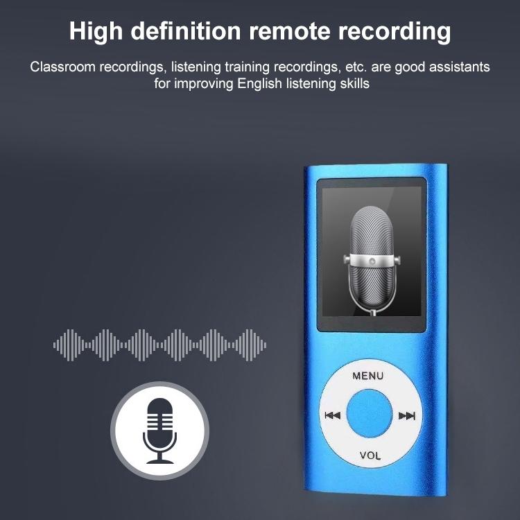 1.8 Inch Metal Mp4 Player + 16G Tf Card + Earphone + Cable - Blue - With 8G Tf Card+Earphone+Cable