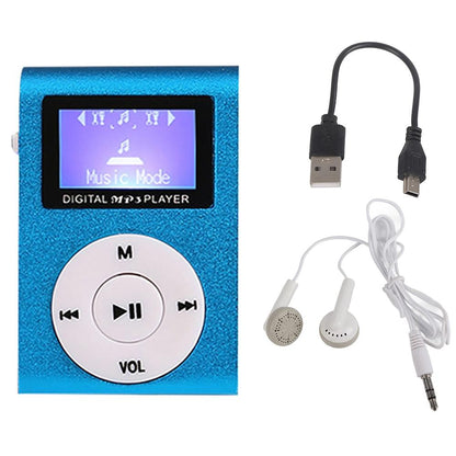 Metal Mini Mp3 Player + Earphones & Cable - Black