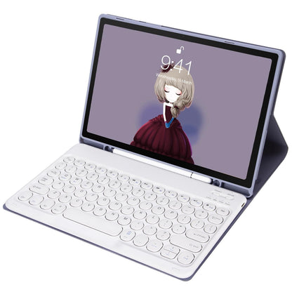 Detachable Bluetooth Keyboard Leather Case For Ipad Air 4 / 5 - Candy Colour Skin Texture - 10.9 Inch - Purple