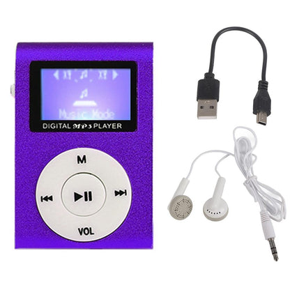 Mini Mp3 Player With Screen 128M+Earphone+Cable - Black