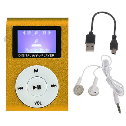 Metal Mini Mp3 Player With Screen Earphone+Cable - Black
