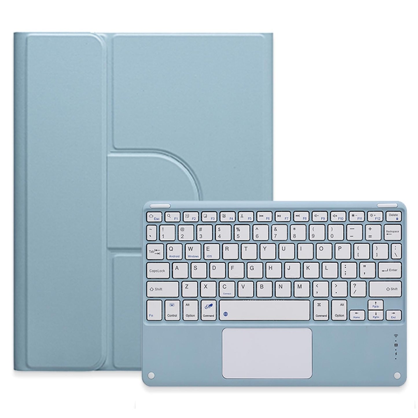 360 Degree Rotatable Bluetooth Keyboard Leather Case With Touchpad - Square Button - Lavender Purple - For Ipad 10.2 2021 / Air 2019