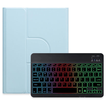360 Degree Rotatable Bluetooth Keyboard Leather Case With Three-Colour Backlight - Lavender Purple - For Ipad Air 2022 / Ipad Pro 11 2021