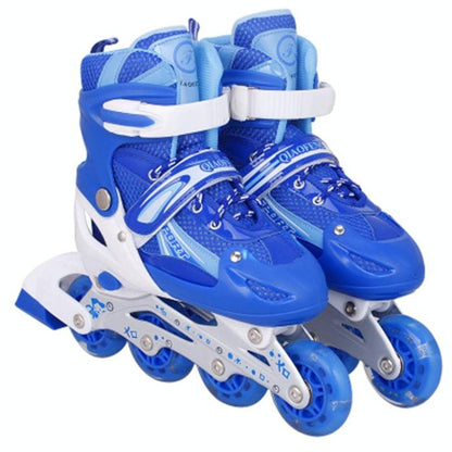 Flash Straight Row Roller Skating Shoes Suit for Kids and Adults - Medium Size - Pink