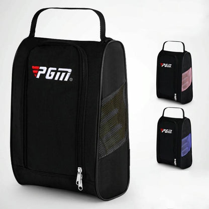 Convenient Breathable Golf Shoe Bag - Durable Nylon - Black Pink