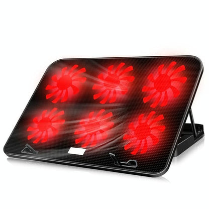 Silent Six-fan Cooling Holder for Notebook Computers - Black