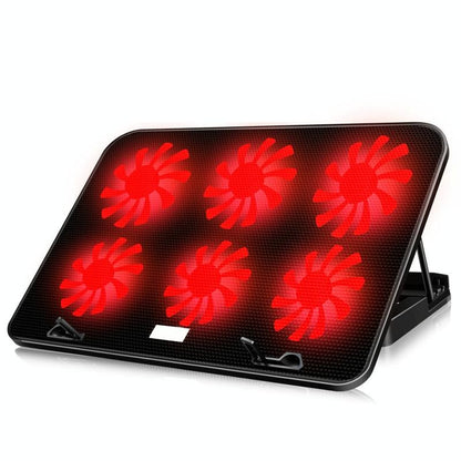 Silent Six-fan Cooling Holder for Notebook Computers - Black