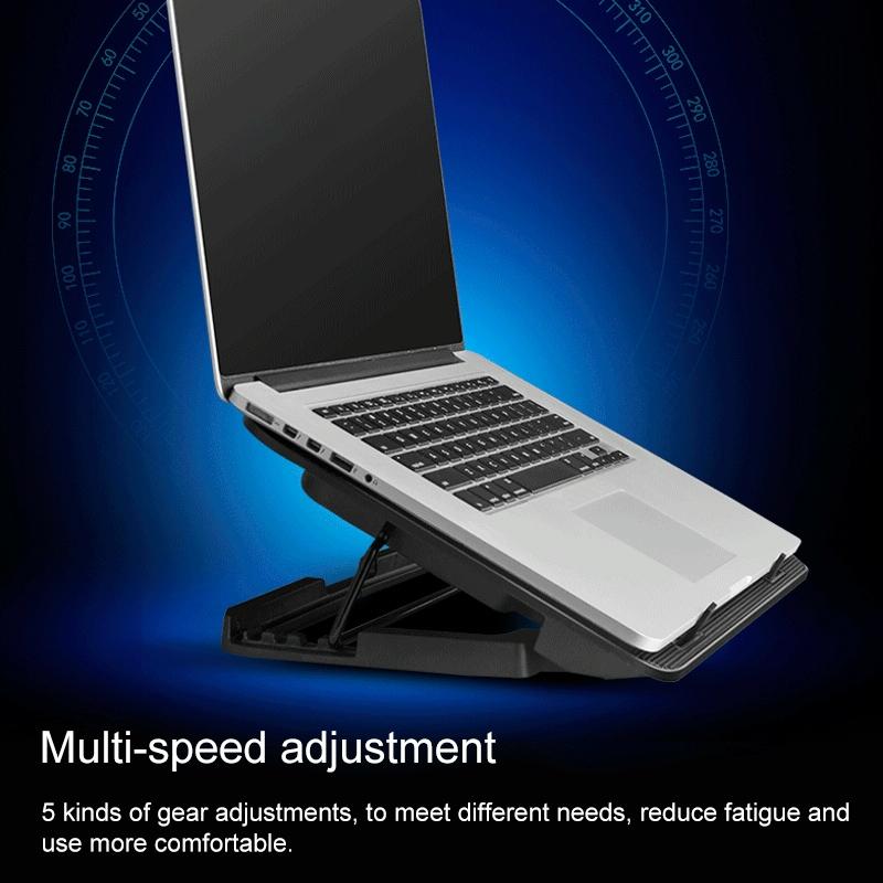 Silent Six-fan Cooling Holder for Notebook Computers - Black