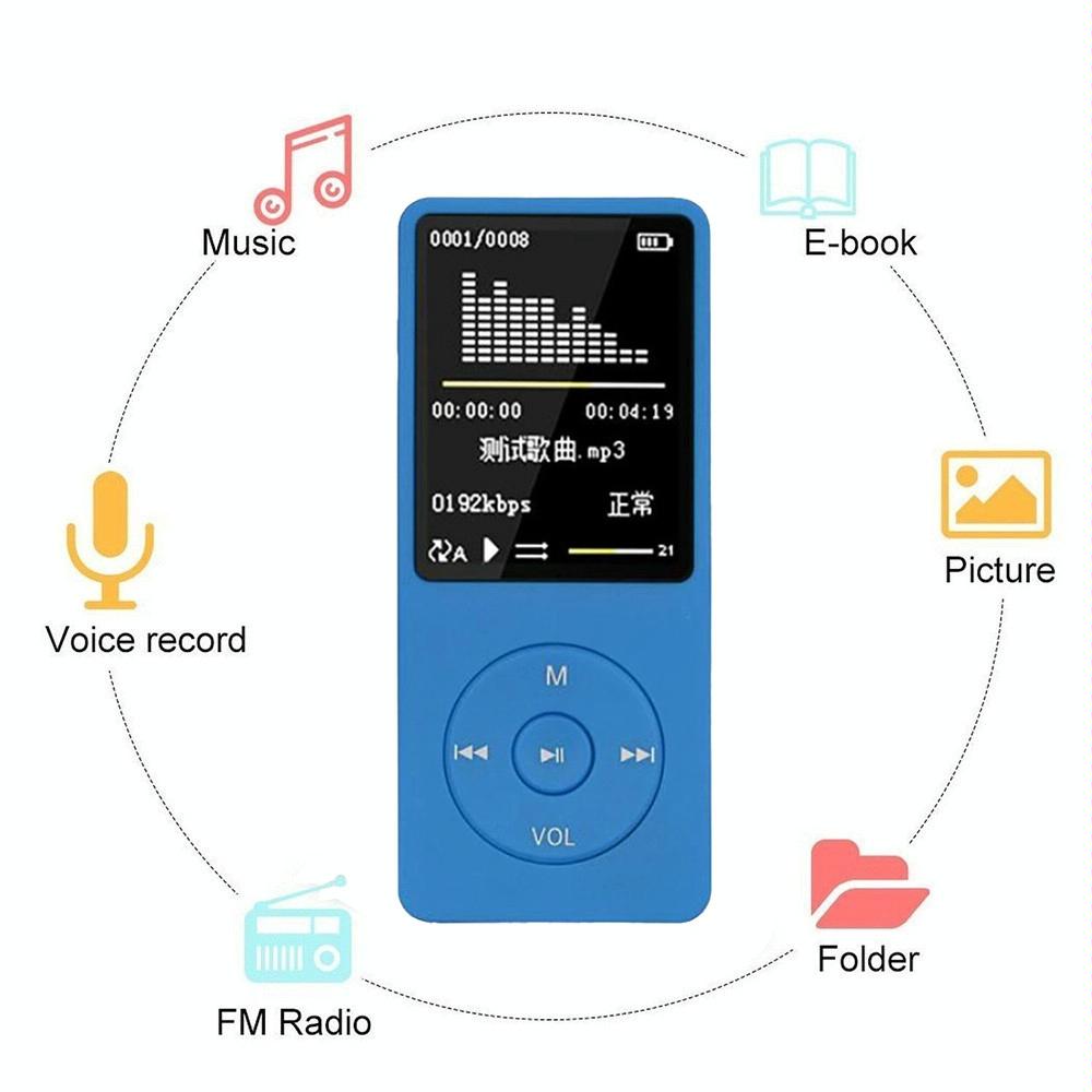 Portable Lcd Fm Radio Mp3 Mp4 Player 4Gb Memory Black - Blue 4Gb