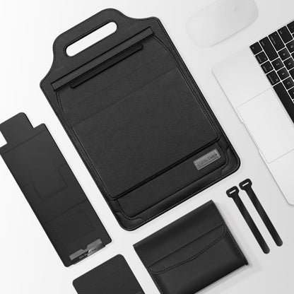 Versatile Laptop Bag with Mouse Pad Stand - Black