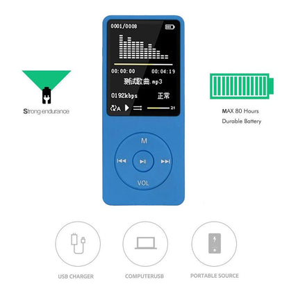 8Gb Portable Lcd Fm Radio Mp3 Mp4 Player - Blue 8Gb