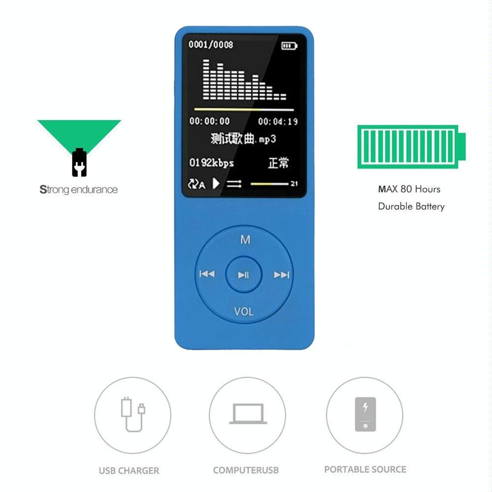 8Gb Portable Lcd Fm Radio Mp3 Mp4 Player - Blue 8Gb