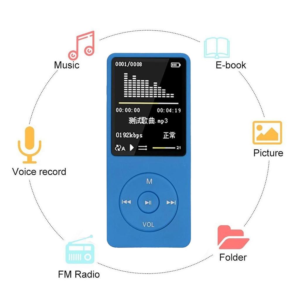 8Gb Portable Lcd Fm Radio Mp3 Mp4 Player - Blue 8Gb