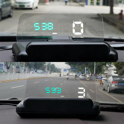 Virtual Hd Car Hud Display Speed Rpm Water Temp Oil Consumption Distance / Time Voltage Over Speed Alarm - Green