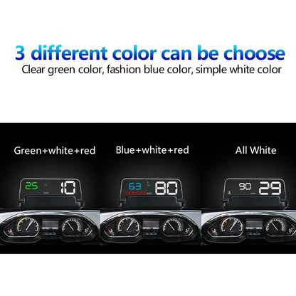 Virtual Hd Car Hud Display Speed Rpm Water Temp Oil Consumption Distance / Time Voltage Over Speed Alarm - Green