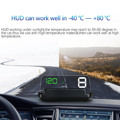 Virtual Hd Car Hud Display Speed Rpm Water Temp Oil Consumption Distance / Time Voltage Over Speed Alarm - Green