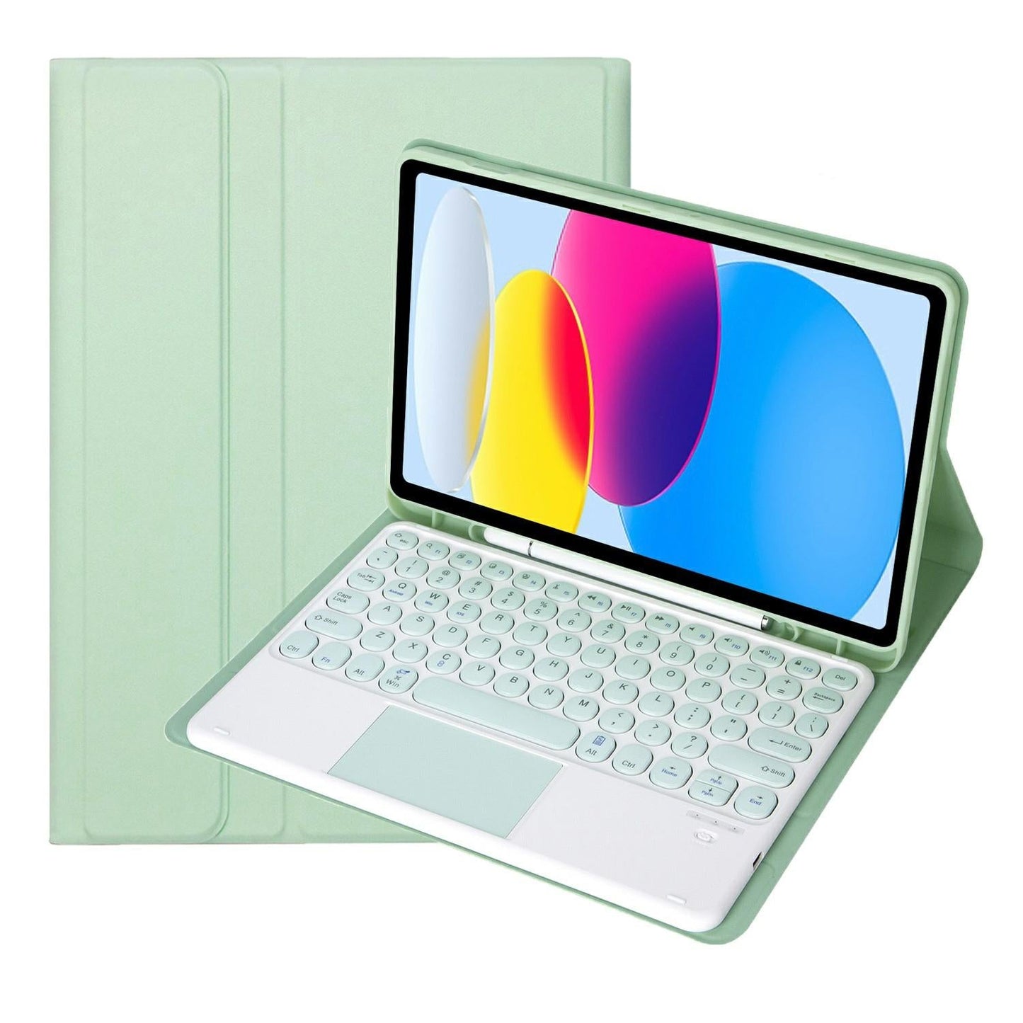 2022 Ipad 10.9 Lambskin Bluetooth Keyboard Case With Pen Slot - Green