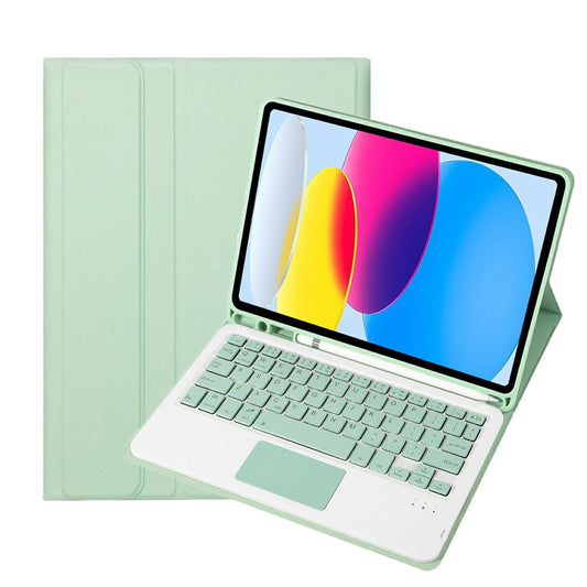 2022 Ipad 10.9 Lambskin Bluetooth Keyboard Case With Pen Slot - Green
