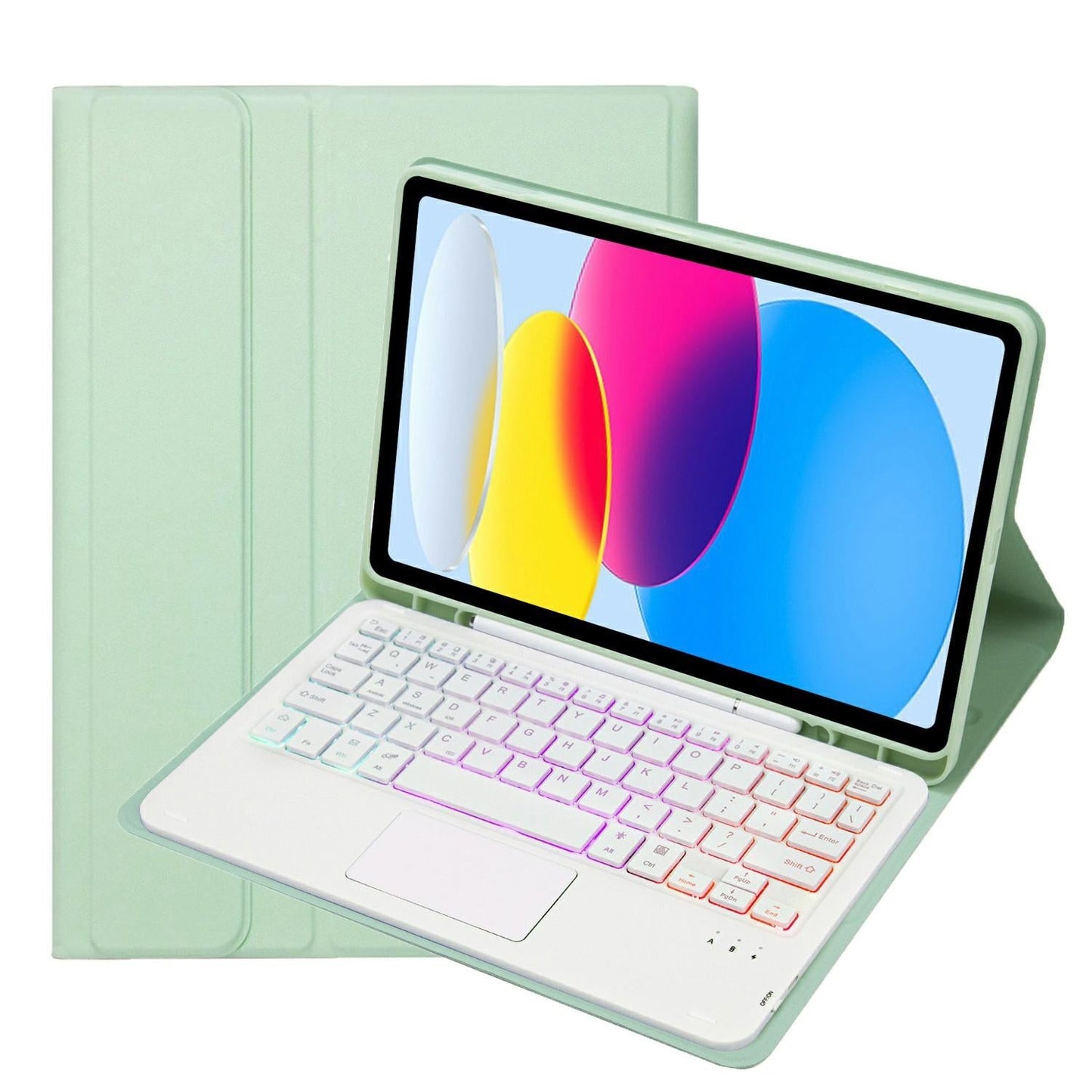 2022 Ipad 10.9 Lambskin Keyboard Case With Backlight & Pen Slot - Green