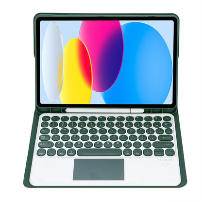 2022 Ipad 10.9 Lambskin Bluetooth Keyboard Case With Pen Slot - Dark Green