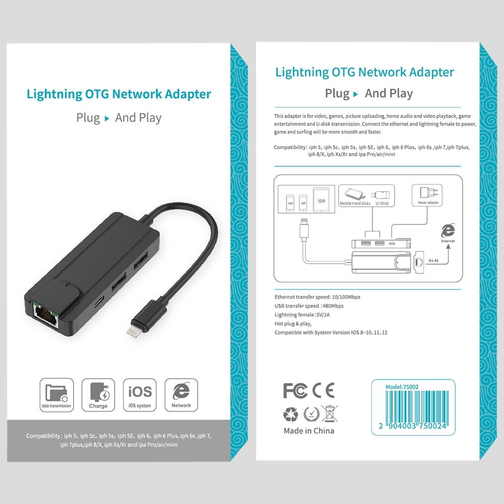 8Pin To Rj45 Usb 2.0 Hub Adapter - Dark Green