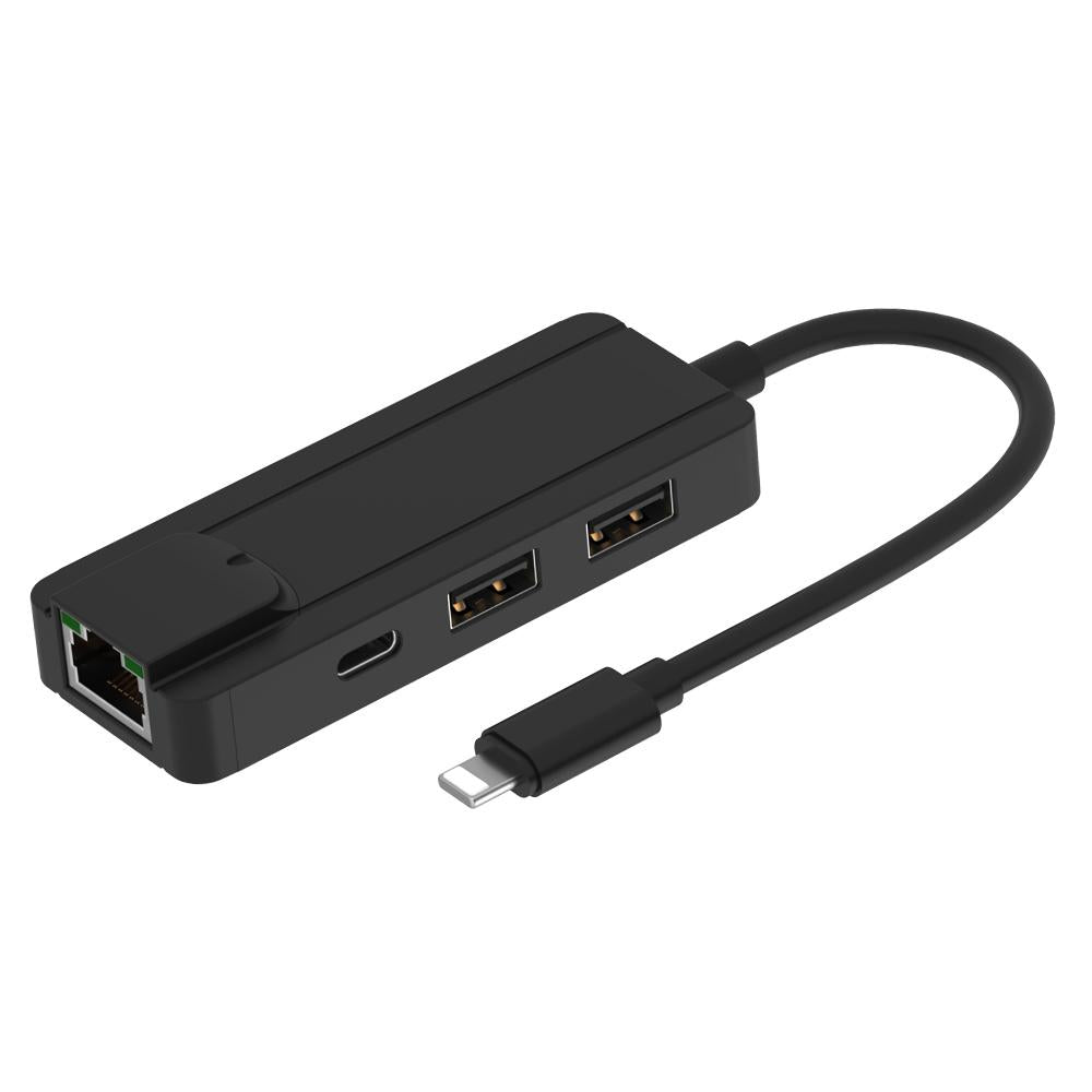 8Pin To Rj45 Usb 2.0 Hub Adapter - Dark Green