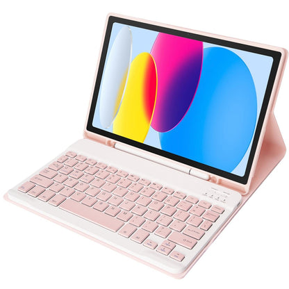 Ultra-Thin Bluetooth Keyboard Leather Tablet Case For Ipad 10.9 2022 With Pen Slot - Rose Gold