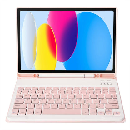Ultra-Thin Bluetooth Keyboard Leather Tablet Case For Ipad 10.9 2022 With Pen Slot - Rose Gold