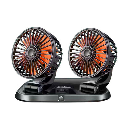 Vibe Geeks Speed Adjustable Portable Dual Head Car Cooling Fan with Parking Sign