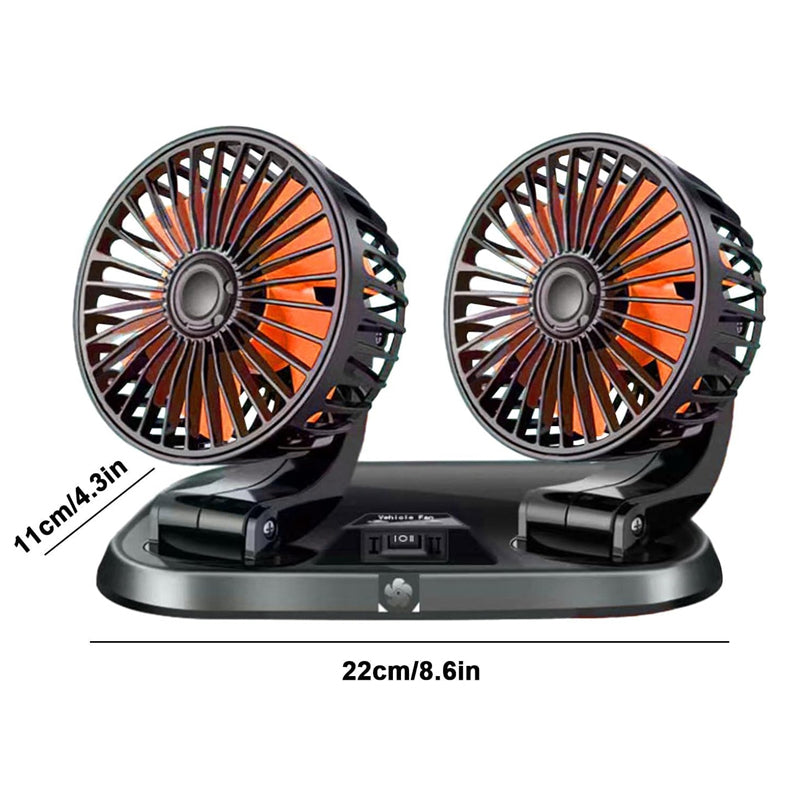 Vibe Geeks Speed Adjustable Portable Dual Head Car Cooling Fan with Parking Sign