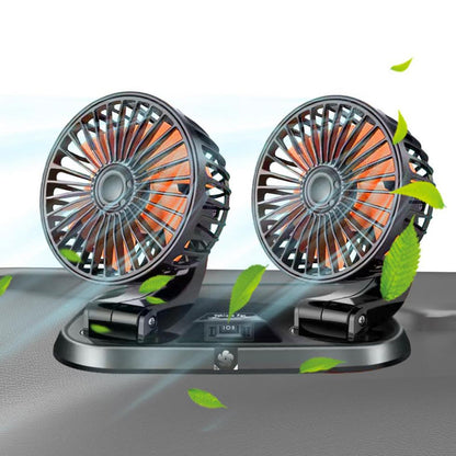Vibe Geeks Speed Adjustable Portable Dual Head Car Cooling Fan with Parking Sign