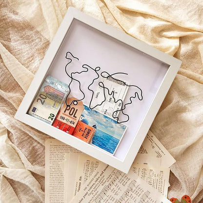 Vibe Geeks Adventure Archive Box Wood Frame Travel Tickets Keepsakes Storage Frame - Coffee - Medium