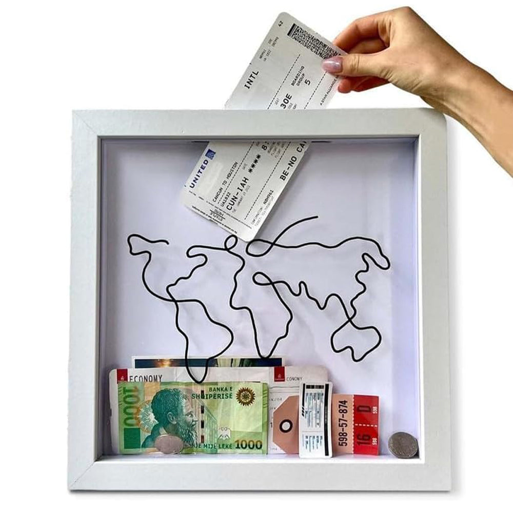 Vibe Geeks Adventure Archive Box Wood Frame Travel Tickets Keepsakes Storage Frame - Wood - Medium