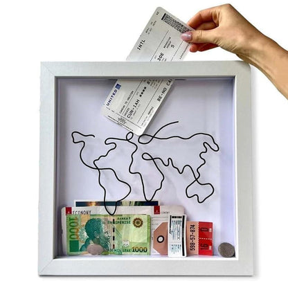 Vibe Geeks Adventure Archive Box Wood Frame Travel Tickets Keepsakes Storage Frame - Wood - Medium