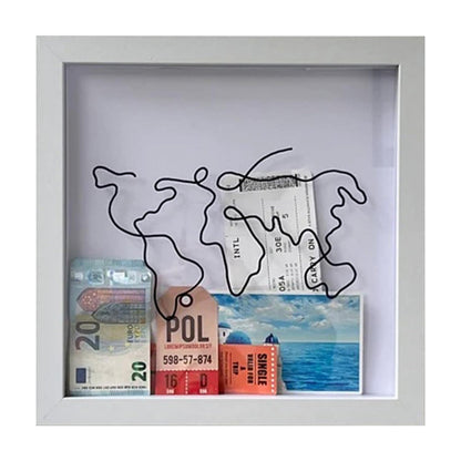 Vibe Geeks Adventure Archive Box Wood Frame Travel Tickets Keepsakes Storage Frame - Wood - Medium