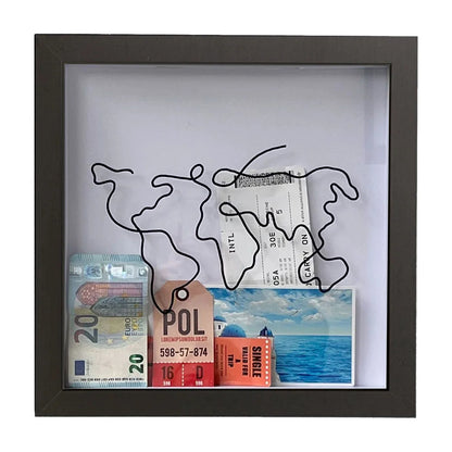 Vibe Geeks Adventure Archive Box Wood Frame Travel Tickets Keepsakes Storage Frame - Wood - Small