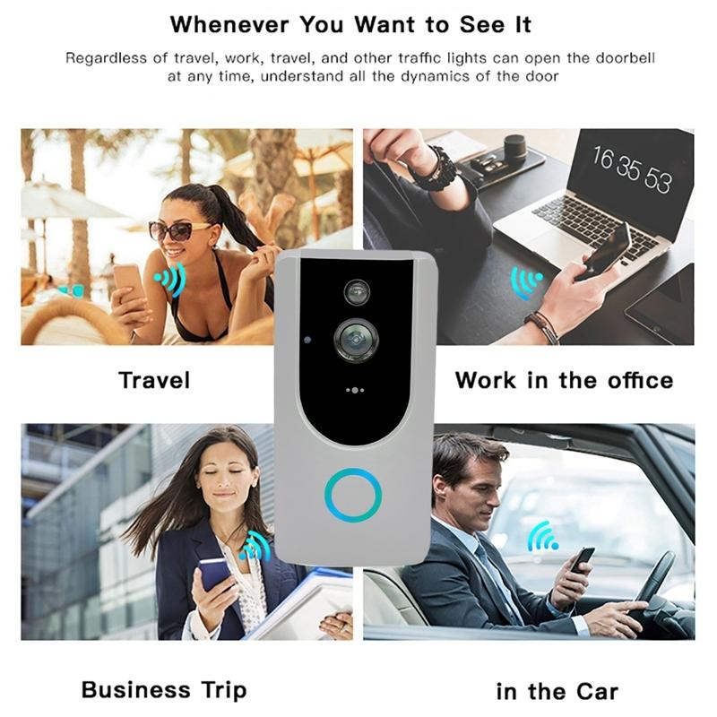 Smart Wifi Video Doorbell With Night Vision - Remote Monitoring