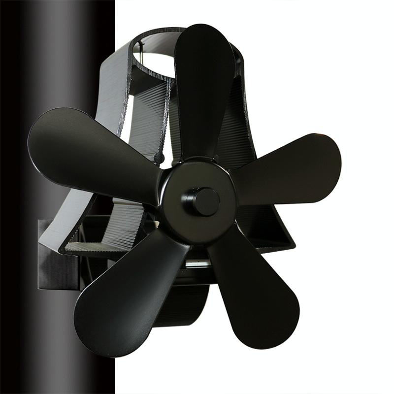 High Temp 5-blade Heat Powered Stove Fan for Fireplaces - Grey