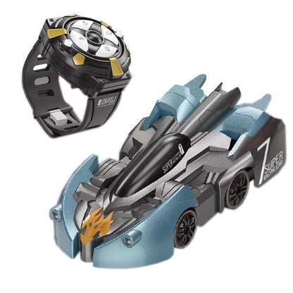Electric Remote Control Wall Climbing Car for Kids - Mini Toy - Blue Lightning Watch Rc Edition