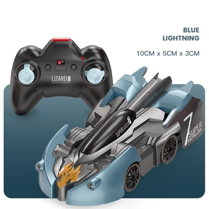 Electric Remote Control Wall Climbing Car for Kids - Mini Toy - Blue Lightning Watch Rc Edition