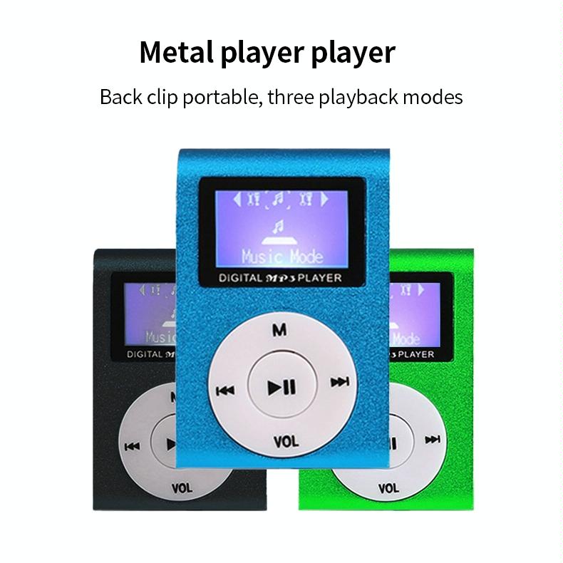 Metal Mini Mp3 Player With Screen Earphone+Cable - Red
