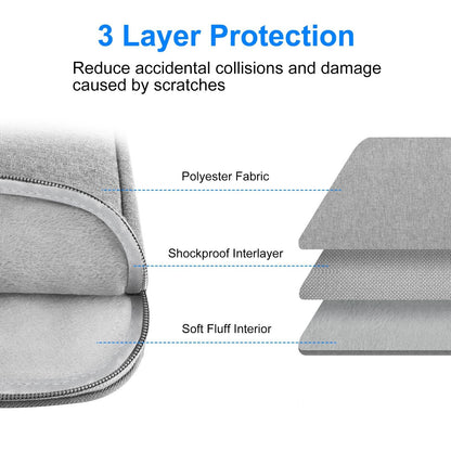 13 Laptop Sleeve Briefcase for 12.5-13.5 Laptops - Zipper Closure - Grey