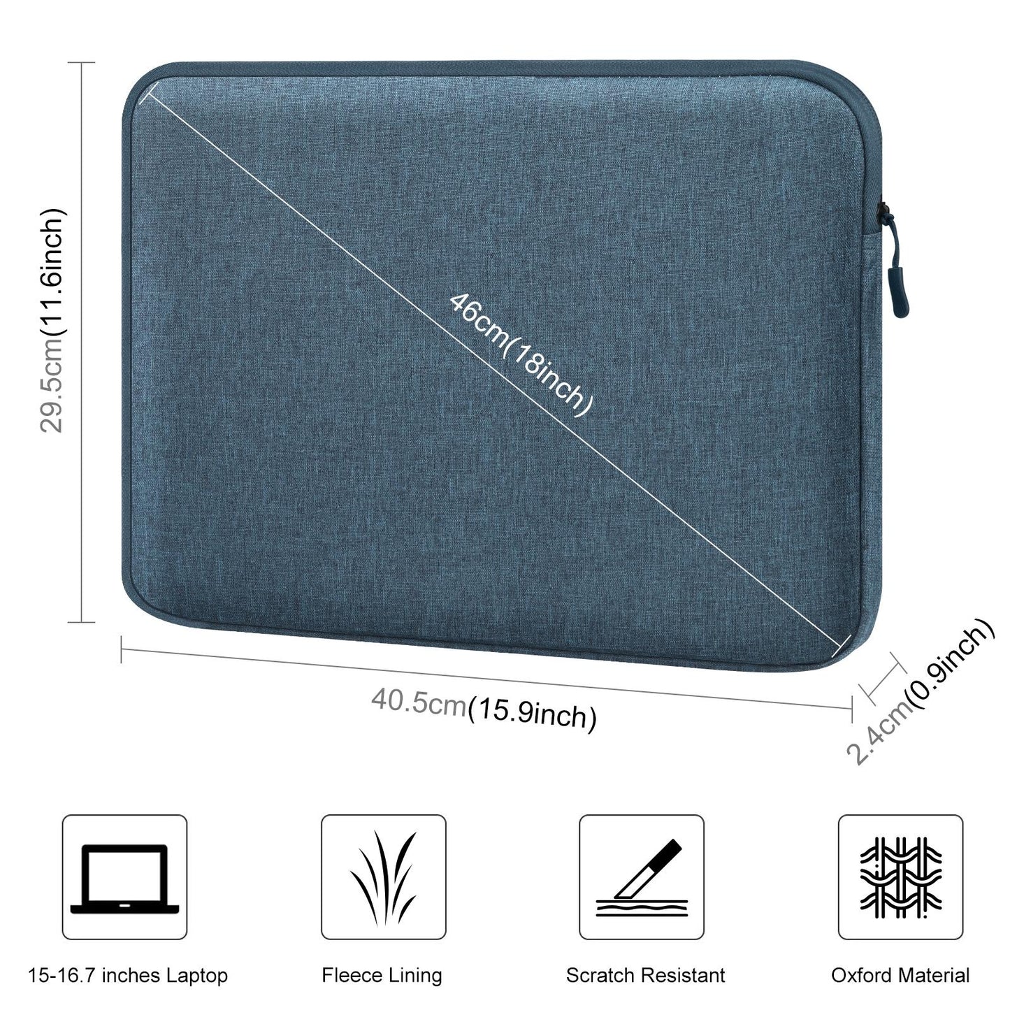 15-16.7 Inch Laptop Briefcase Bag with Zipper for 16 Inch Sleeve - Grey