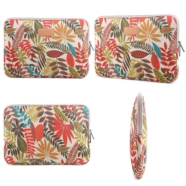 Sleeve Case Colourful Leaves Zipper Briefcase Carrying Bag - Grey