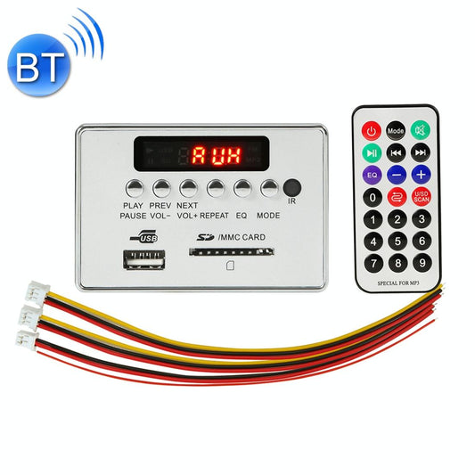Car Mp3 Player Board With Bluetooth Fm Radio Sd / Usb / Aux Remote - Silver Grey