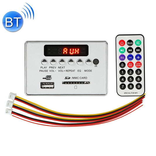 Car Mp3 Player Board With Bluetooth Fm Radio Sd / Usb / Aux Remote - Silver Grey