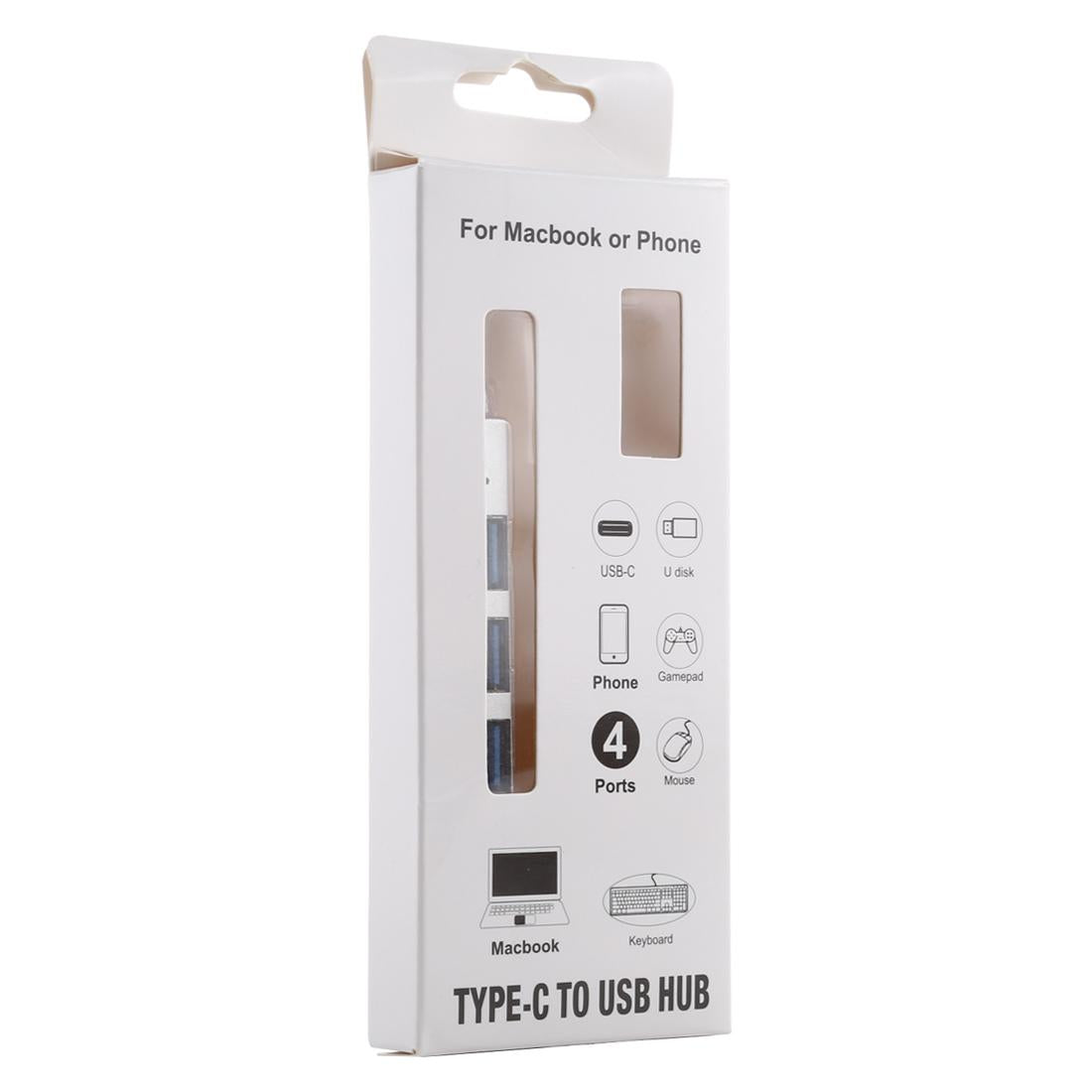 4-Port Usb-C Hub Adapter With Usb 3.0 - Silver Grey