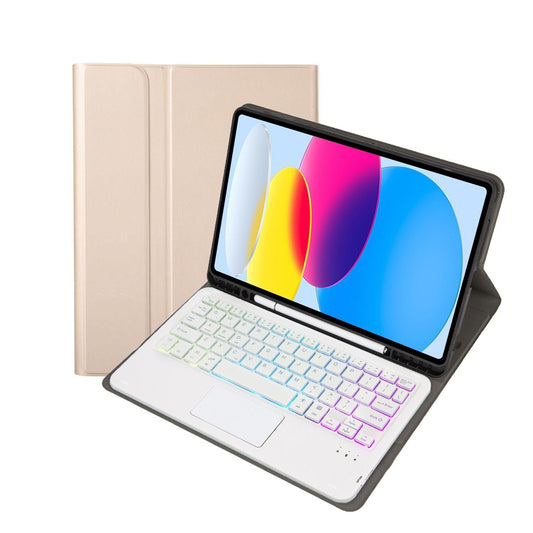 2022 Ipad 10.9 Lambskin Keyboard Case With Backlight & Pen Slot - Gold