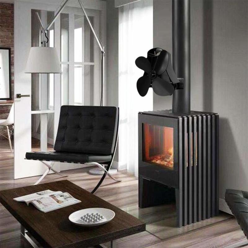 4-blade Heat Powered Fireplace Stove Fan - Aluminum - Gold