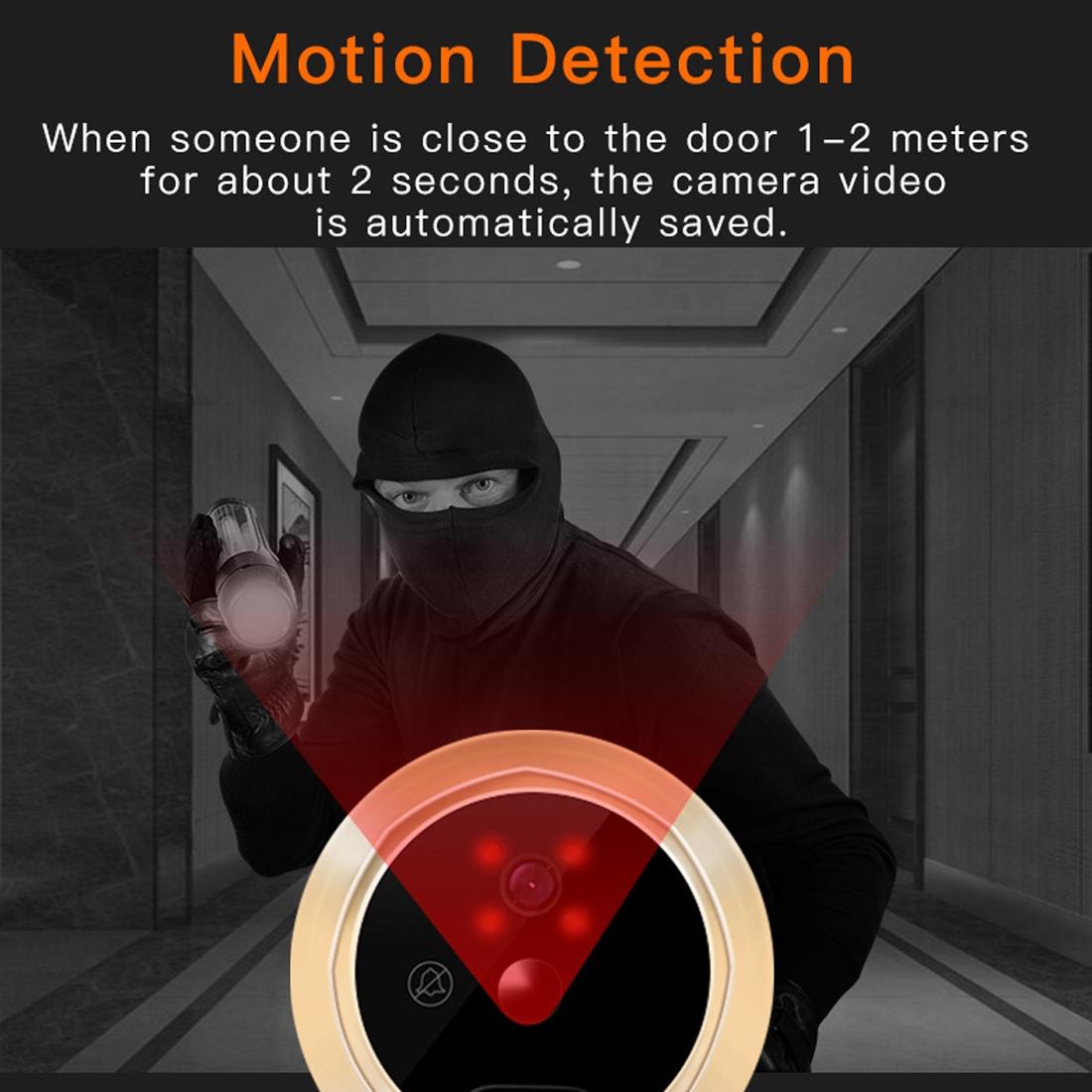 Smart Digital Door Viewer With Motion Detection And Video Alarm - 4.3 Screen - Tf Card Support - Gold